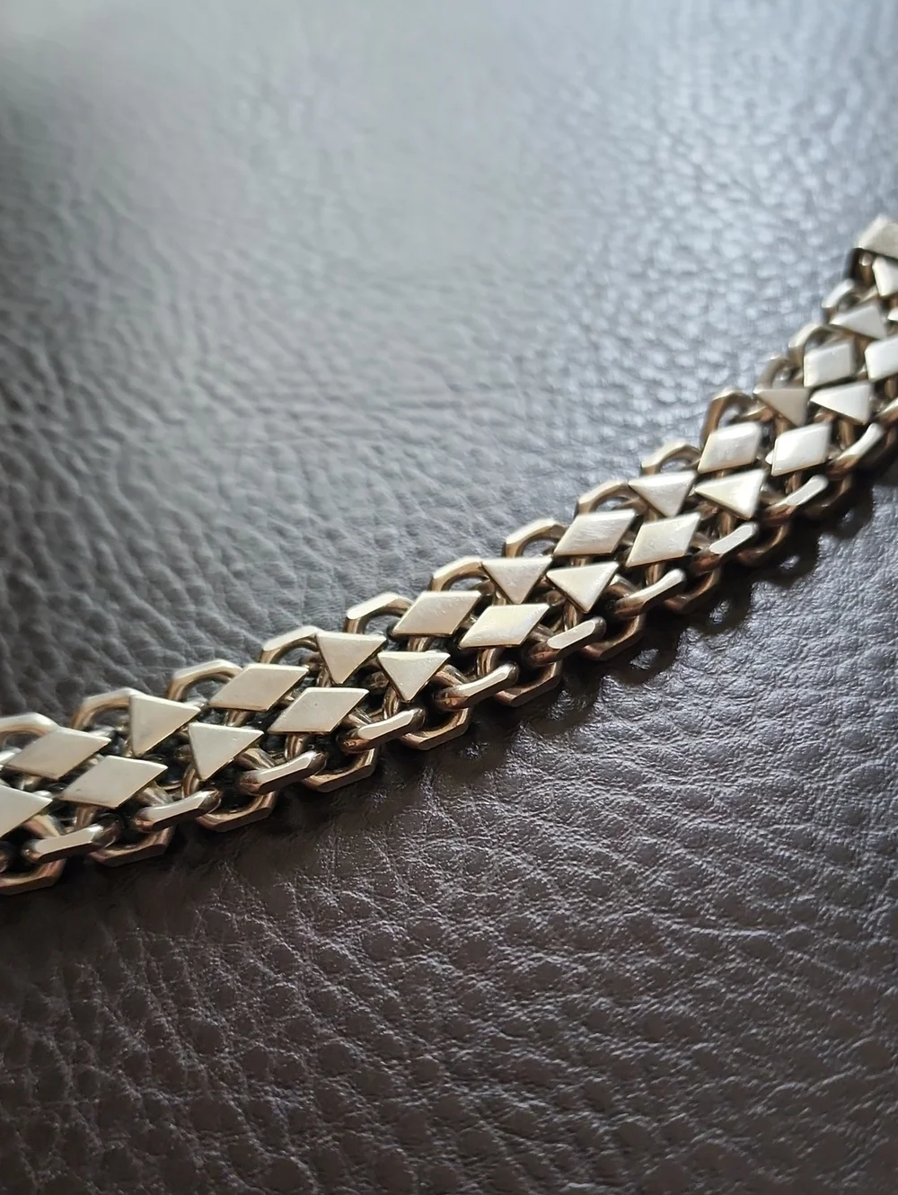 VTG Kramer Men's Polished Silver-Tone Chain Bracelet - Classic Link Design